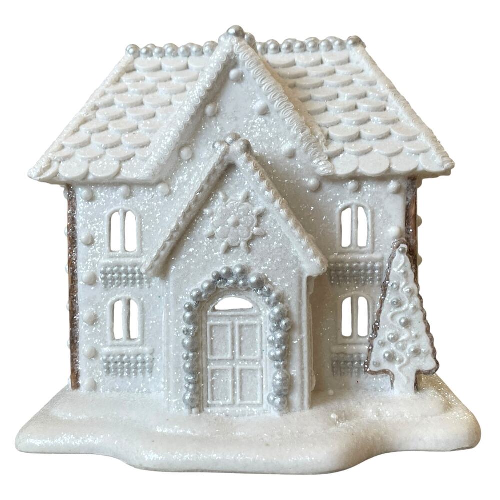 Cupcakes & Cashmere White LED Christmas Gingerbread House w/ Pearls 11" NEW